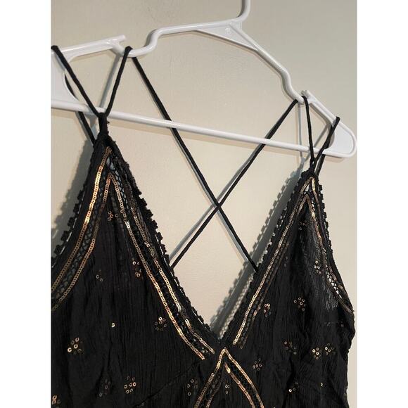 Free People Chloe Embroidered Slip Mini Dress in Black Size XS - Picture 3 of 10